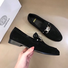 Versace Velvet Calf Leather Business Shoes For Men Black