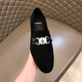 Versace Velvet Calf Leather Business Shoes For Men Black