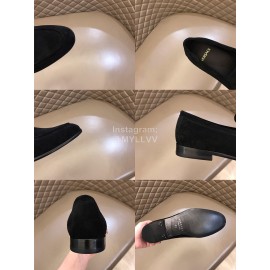 Versace Velvet Calf Leather Business Shoes For Men Black