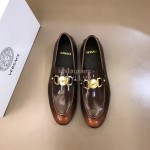 Versace New Calf Leather Business Shoes For Men Brown