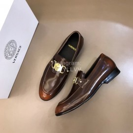 Versace New Calf Leather Business Shoes For Men Brown