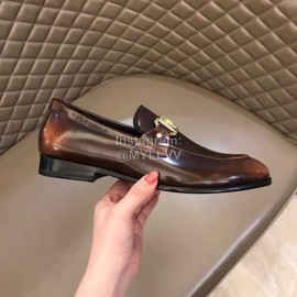 Versace New Calf Leather Business Shoes For Men Brown