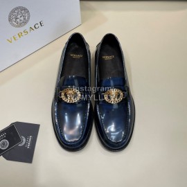 Versace Fashion Leather Business Shoes For Men Blue