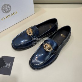 Versace Fashion Leather Business Shoes For Men Blue