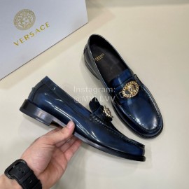 Versace Fashion Leather Business Shoes For Men Blue