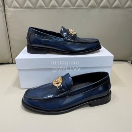 Versace Fashion Leather Business Shoes For Men Blue