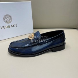 Versace Fashion Leather Business Shoes For Men Blue