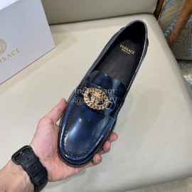 Versace Fashion Leather Business Shoes For Men Blue