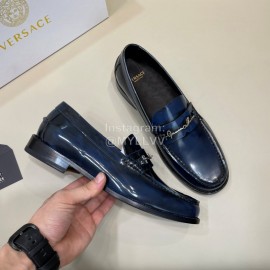 Versace Fashion Blue Leather Business Shoes For Men 