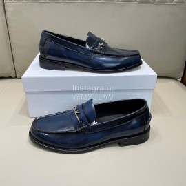 Versace Fashion Blue Leather Business Shoes For Men 