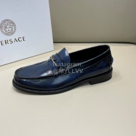 Versace Fashion Blue Leather Business Shoes For Men 