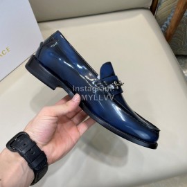 Versace Fashion Blue Leather Business Shoes For Men 