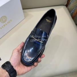 Versace Fashion Blue Leather Business Shoes For Men 