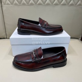 Versace Fashion Reddish Brown Leather Business Shoes For Men 