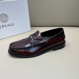 Versace Fashion Reddish Brown Leather Business Shoes For Men 