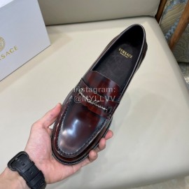 Versace Fashion Reddish Brown Leather Business Shoes For Men 
