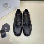 Versace Fashion Black Litchi Grain Cowhide Business Shoes For Men 