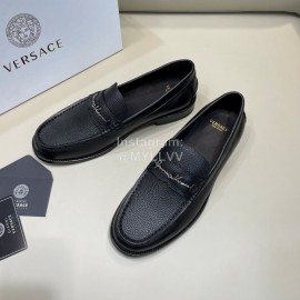 Versace Fashion Black Litchi Grain Cowhide Business Shoes For Men 