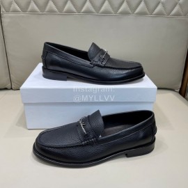 Versace Fashion Black Litchi Grain Cowhide Business Shoes For Men 