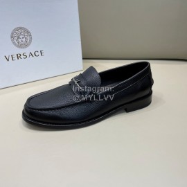 Versace Fashion Black Litchi Grain Cowhide Business Shoes For Men 