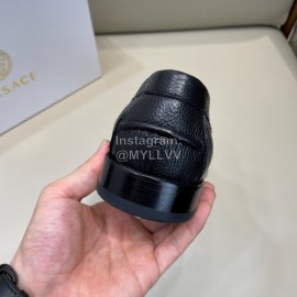 Versace Fashion Black Litchi Grain Cowhide Business Shoes For Men 