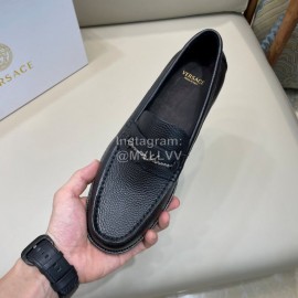 Versace Fashion Black Litchi Grain Cowhide Business Shoes For Men 