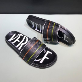 Versace Fashion Embossed Leather Slippers For Men 