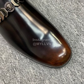 Versace New Leather Business Shoes For Men Brown