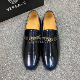 Versace New Leather Business Shoes For Men Blue