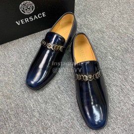 Versace New Leather Business Shoes For Men Blue