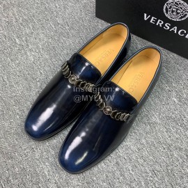 Versace New Leather Business Shoes For Men Blue