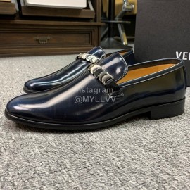 Versace New Leather Business Shoes For Men Blue