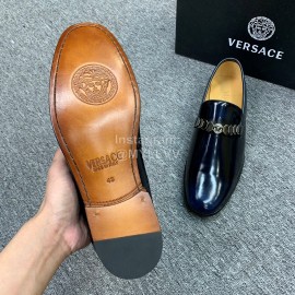 Versace New Leather Business Shoes For Men Blue