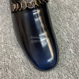 Versace New Leather Business Shoes For Men Blue