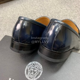 Versace New Leather Business Shoes For Men Blue