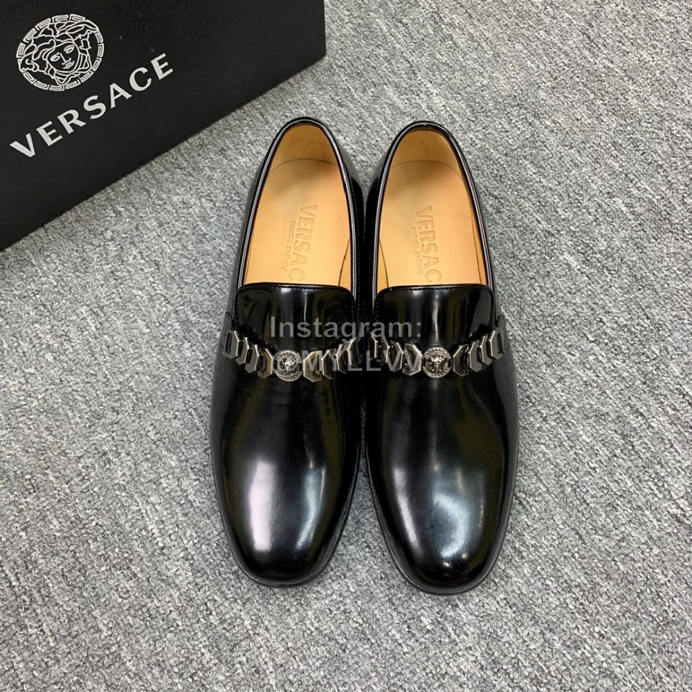 Versace New Leather Business Shoes For Men Black