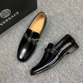 Versace New Leather Business Shoes For Men Black
