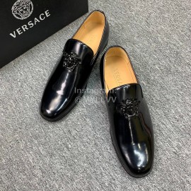 Versace New Black Leather Business Shoes For Men