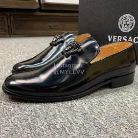 Versace New Black Leather Business Shoes For Men