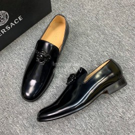 Versace New Black Leather Business Shoes For Men