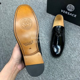 Versace New Black Leather Business Shoes For Men