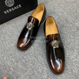 Versace New Leather Casual Business Shoes For Men Brown