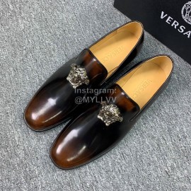 Versace New Leather Casual Business Shoes For Men Brown