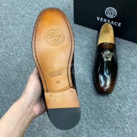 Versace New Leather Casual Business Shoes For Men Brown