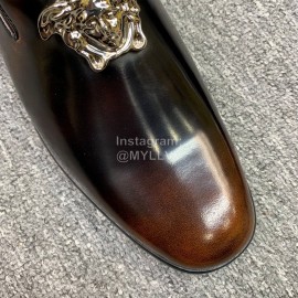 Versace New Leather Casual Business Shoes For Men Brown