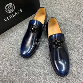 Versace New Leather Casual Business Shoes For Men Blue