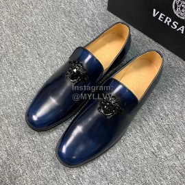 Versace New Leather Casual Business Shoes For Men Blue