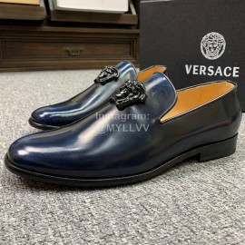 Versace New Leather Casual Business Shoes For Men Blue
