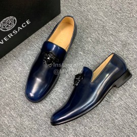 Versace New Leather Casual Business Shoes For Men Blue