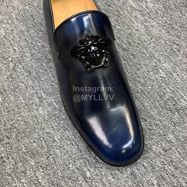 Versace New Leather Casual Business Shoes For Men Blue